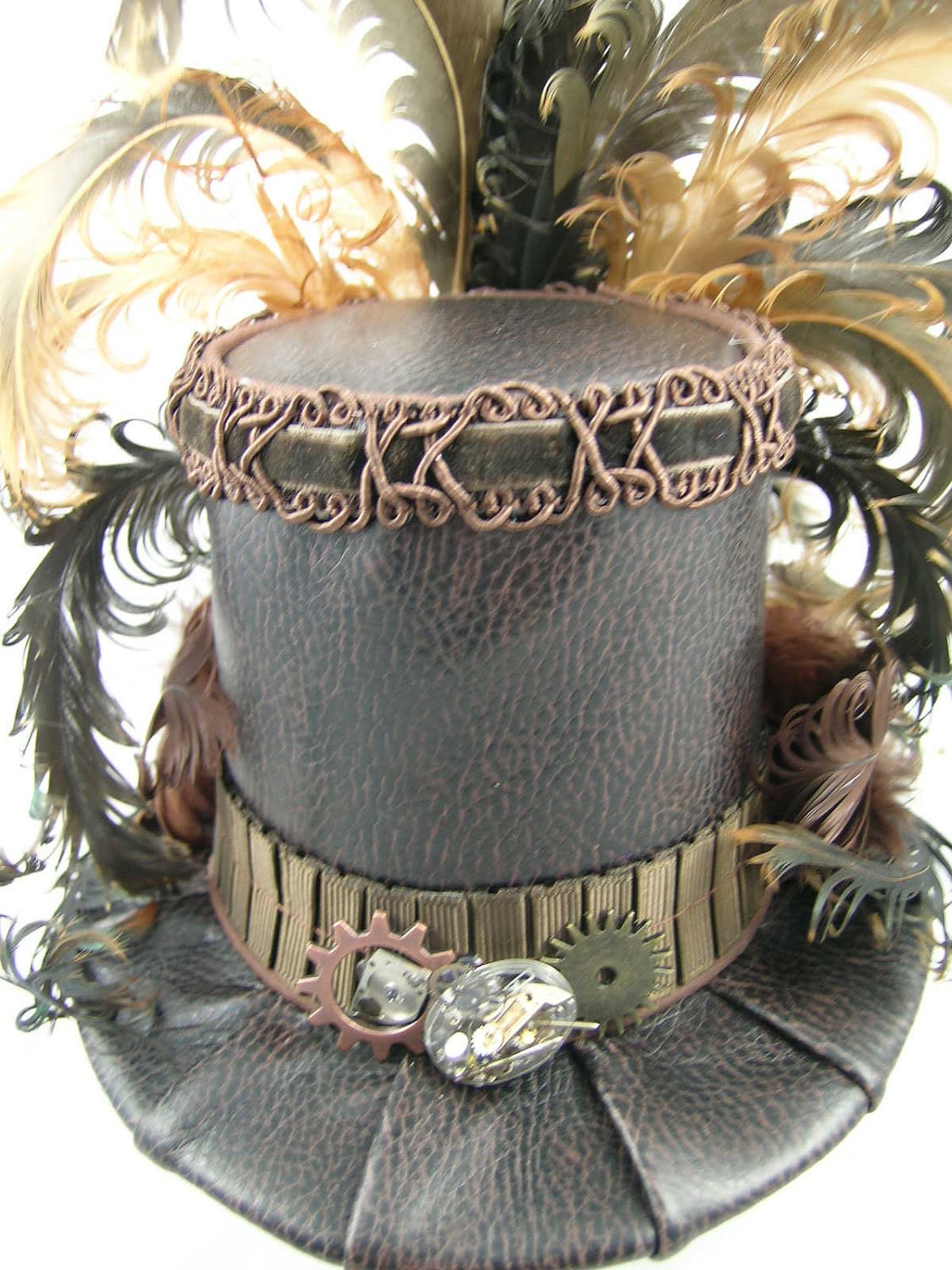 Mini Top Hat - Brown Gears and Time Travel Steampunk Victorian