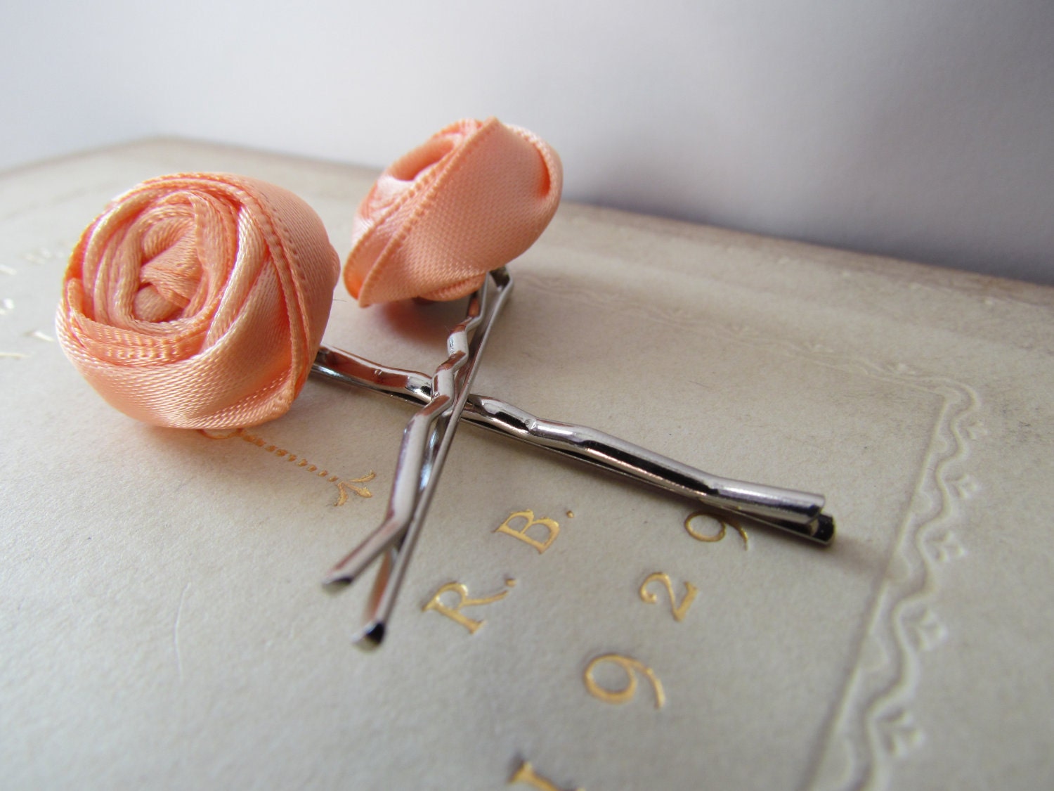 Peach Rosette Hairpins