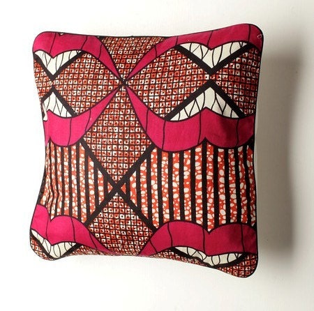 African Wax Print Pillow Cover (Bisou Ivory)