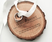 SUMMER SALE 20% OFF - Ring Bearer from pine wood and white cotton ribbon made to order (custom made)