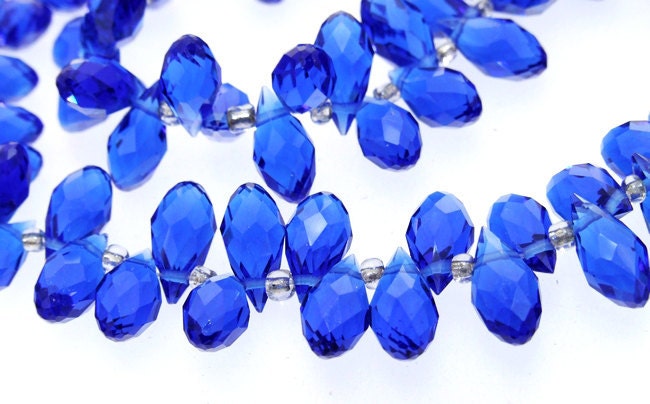 Super 100beads Blue Color Glass Crystal Faceted Elongated Drop Briolette Beads One strand