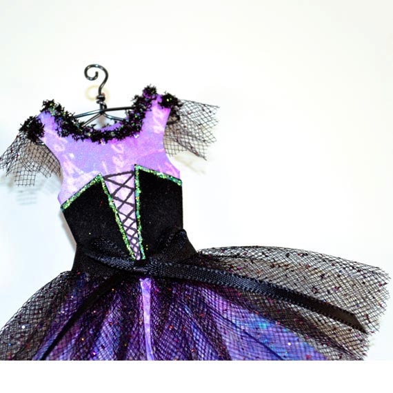 Victorian Paper Dress in Purple with Black Tulle Skirt and Velvet Corset