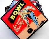 Retro Decor Bowling Coaster Set Vintage Sports Decor