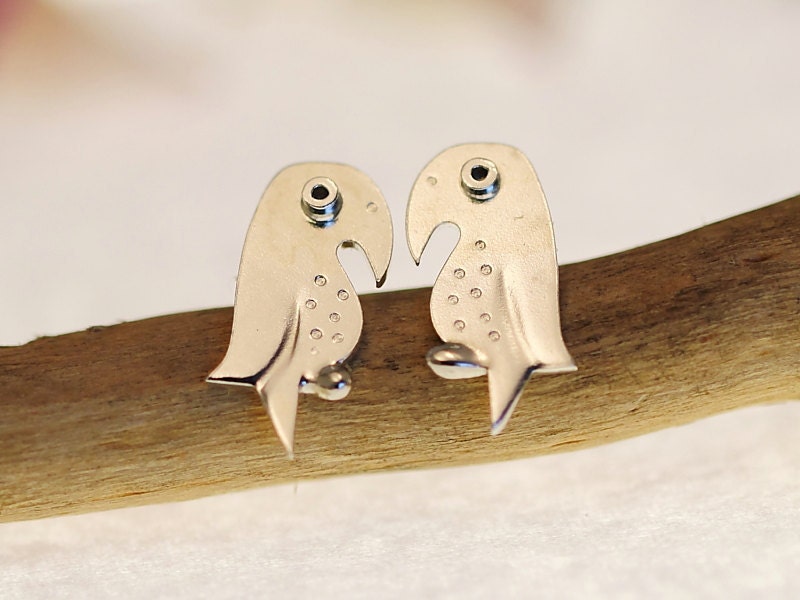 PARROT Sterling Silver Stud Earrings Mini Zoo series