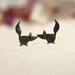 FOX Sterling Silver Oxidized Black Stud Earrings Mini Zoo series