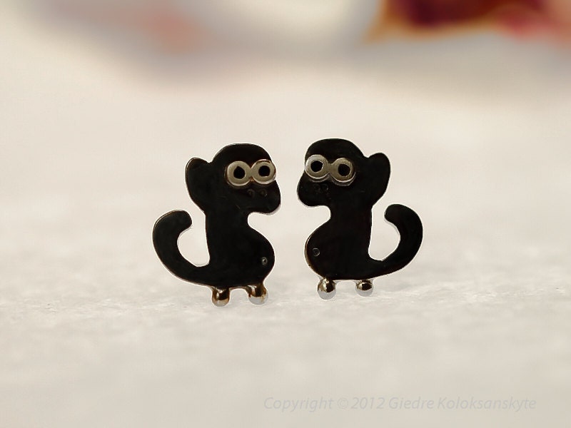 MONKEY Silver Stud Earrings Mini Zoo series