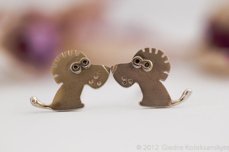 LION Stud Earrings Sterling Silver Mini Zoo series