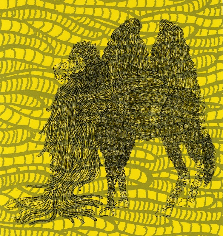 Camel Screenprint - yellow and green (12x18)