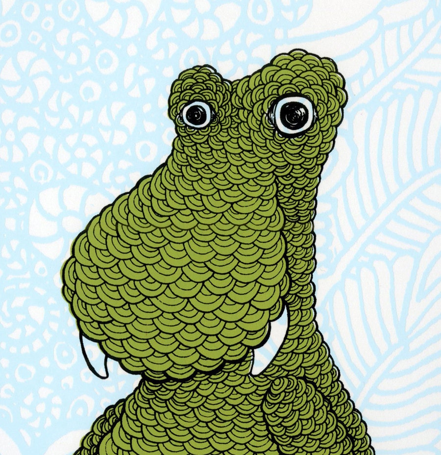 Baby Hippo Screenprint 8x10