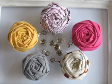 Badge Reel fabric flower retractable id women accessories