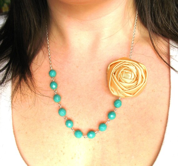 Ive Got Sunshine fabric flower necklace rosette