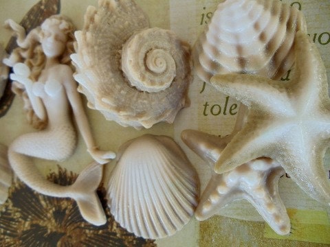Mermaid and Seashells Gift Set Soap Favors - beach, ocean, nautical