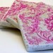 Pink Damask Hand Stamped Coasters
