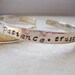 Patience and trust silver handstamped hammered bracelet cuff