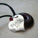 True love handstamped silver heart with ruby swarovski crystal and gemstone hammered