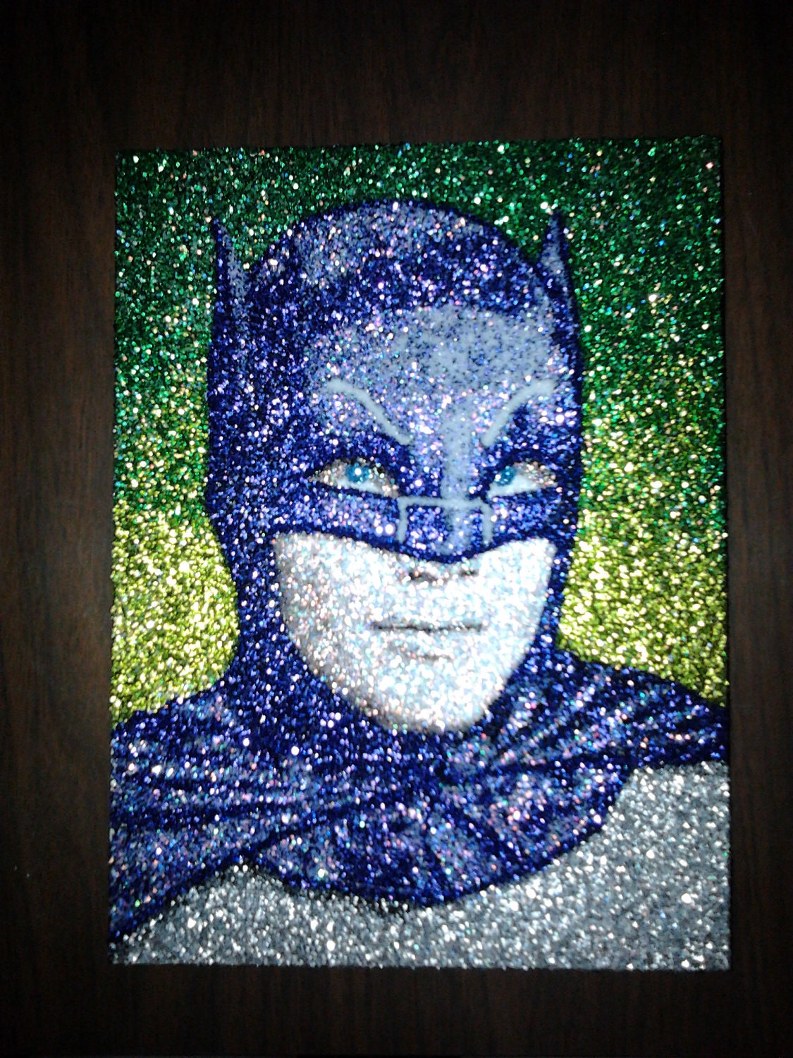 Adam West BATMAN- glitter Art- 9"x12"