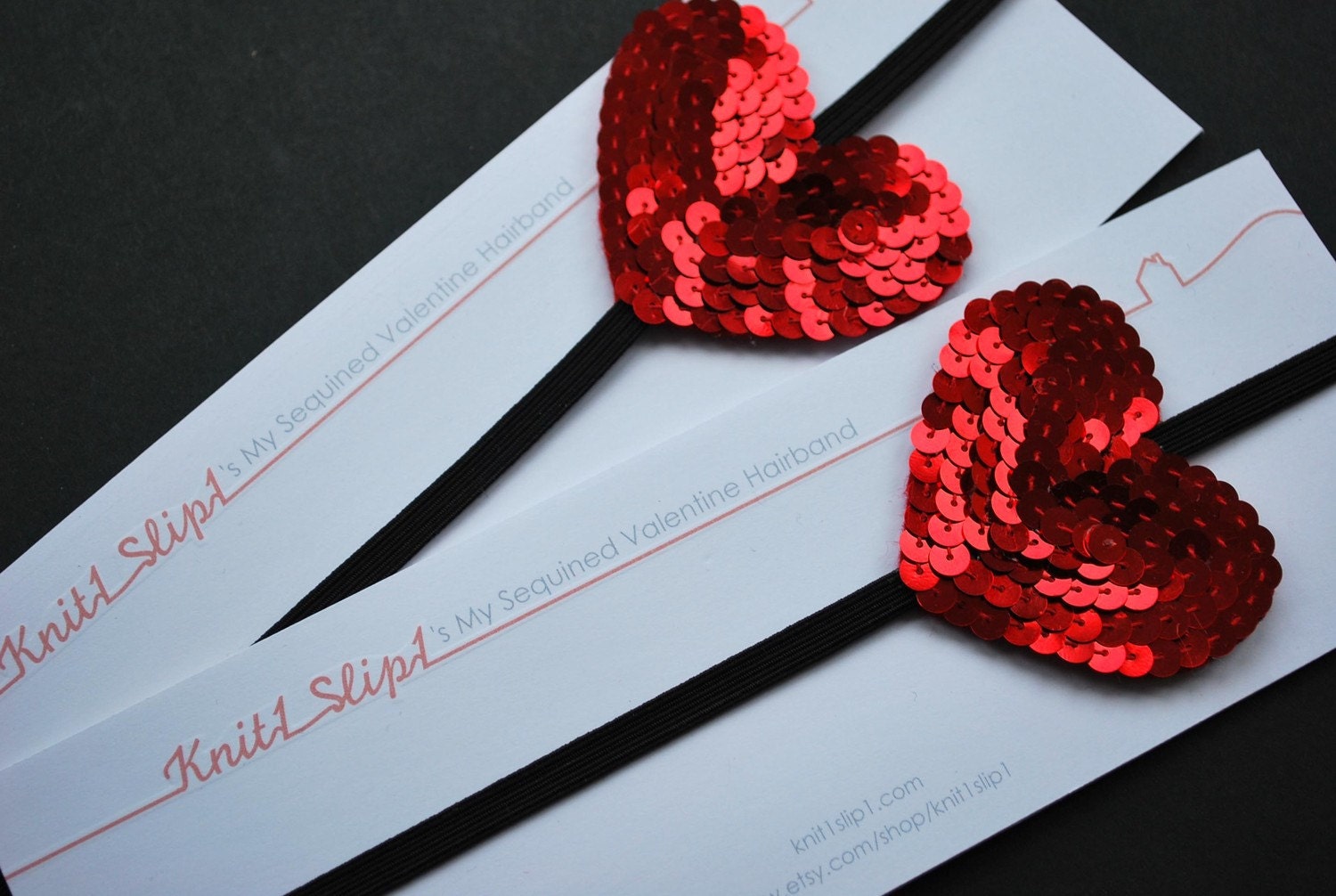 Red Sequined Heart Headband