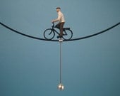 Tightrope walk  " MAN ON A BICYCLE" - Neckwire necklace