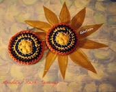 Mandala "Stash" Pocket Circle Sunflower Earrings / Chakra / Bohemian Jewelry
