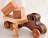 Wooden Toy Flatbed Truck Organic Walnut & Maple With All Natural Finish