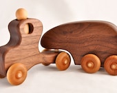Wooden Toy Organic Truck and Trailer-Semi in Walnut