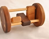 Baby Rattle-Organic Bees Wax Finish Walnut Clacker Rattle Baby Gift
