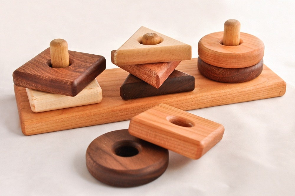 Shape Sorter Developmental Wooden Toy in Cherry