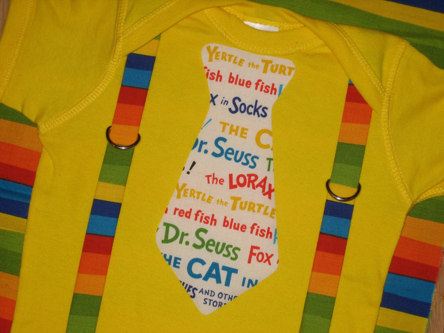 Rainbow Dr Seuss Words Suspender Tie shirt