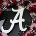 Alabama Rag Wreath with Metal Script A Logo