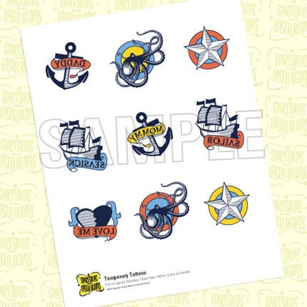 Nautical Party Nautical Temporary Tattoos from the Vintage Nautical DIY Printable Collection by Spaceships and Laser Beams Il_170x135
