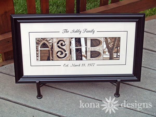 Last Name Alphabet Letter Photography in Sepia Photo Letters 10x20 Print (unframed)