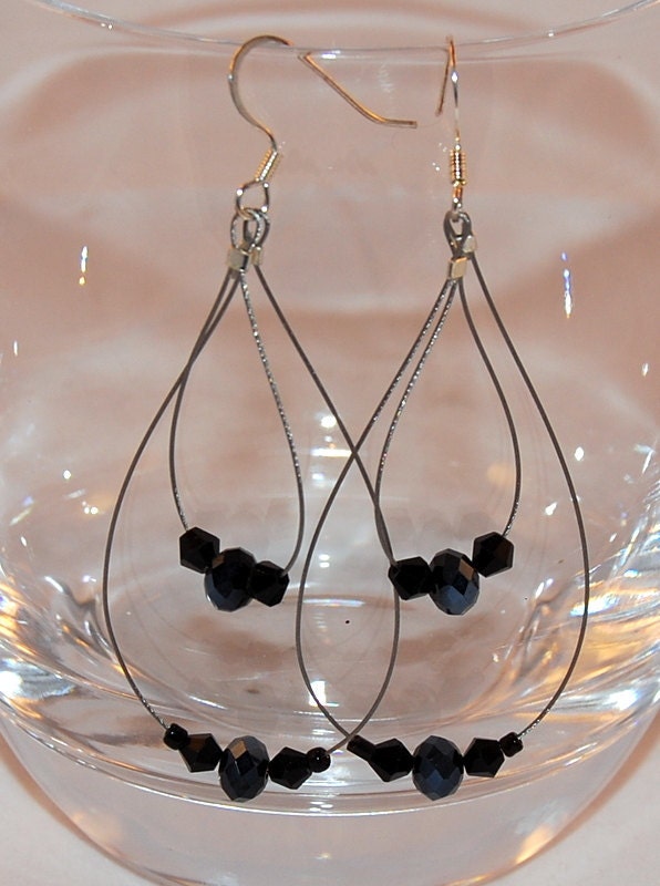Iridescent Swarovski Crystal Hoop Earrings.  Handmade by Jen Gourley on Etsy