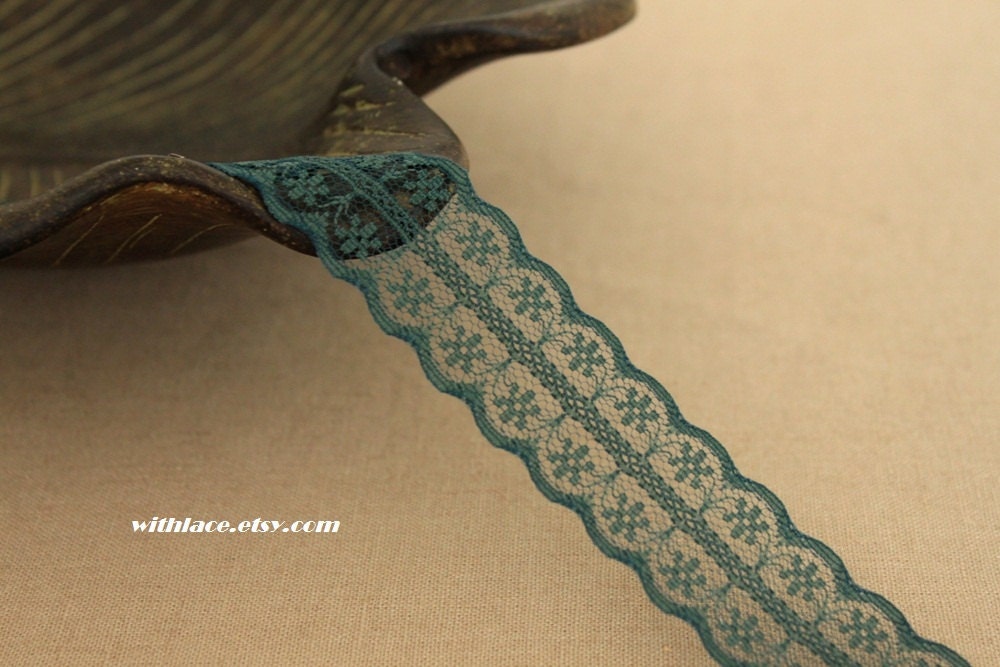 5 yds teal sheer lace---1''