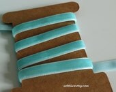 3 yds aquamarine velvet ribbon---3/8''