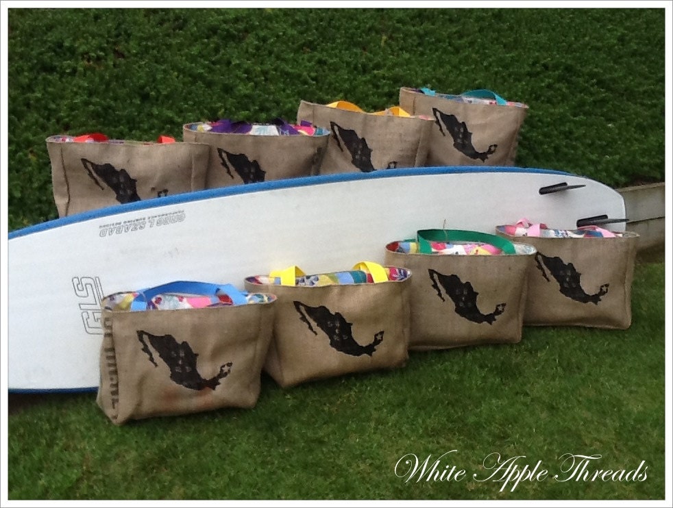 9 Eco Friendly Custom Wedding Tote Bags - Handmade from Recycled Coffee Sacks