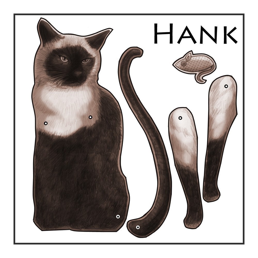 Hank the Cat Paper Doll 4"