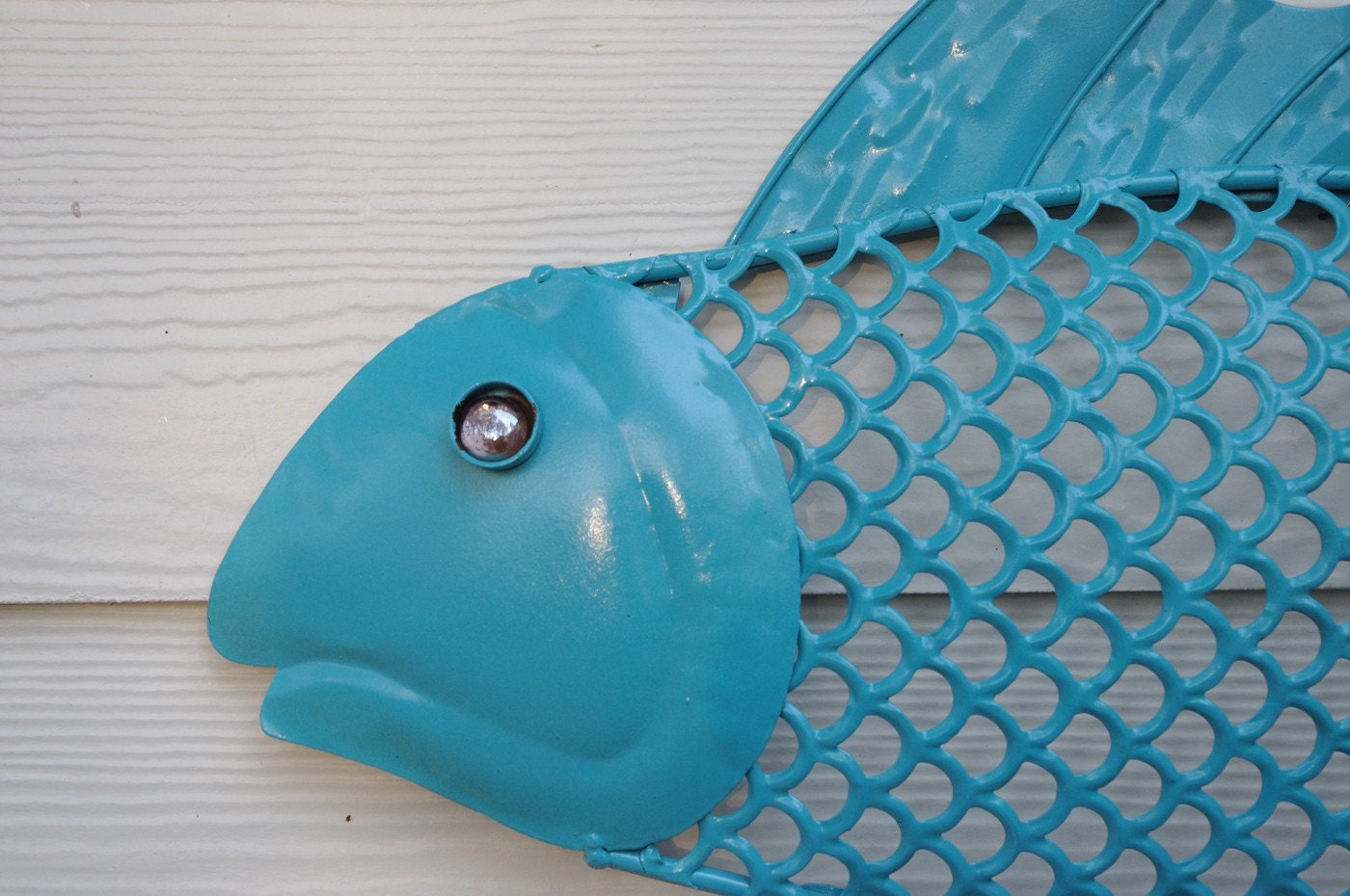 Beach Wall Decor Metal Fish - Turquoise Blue