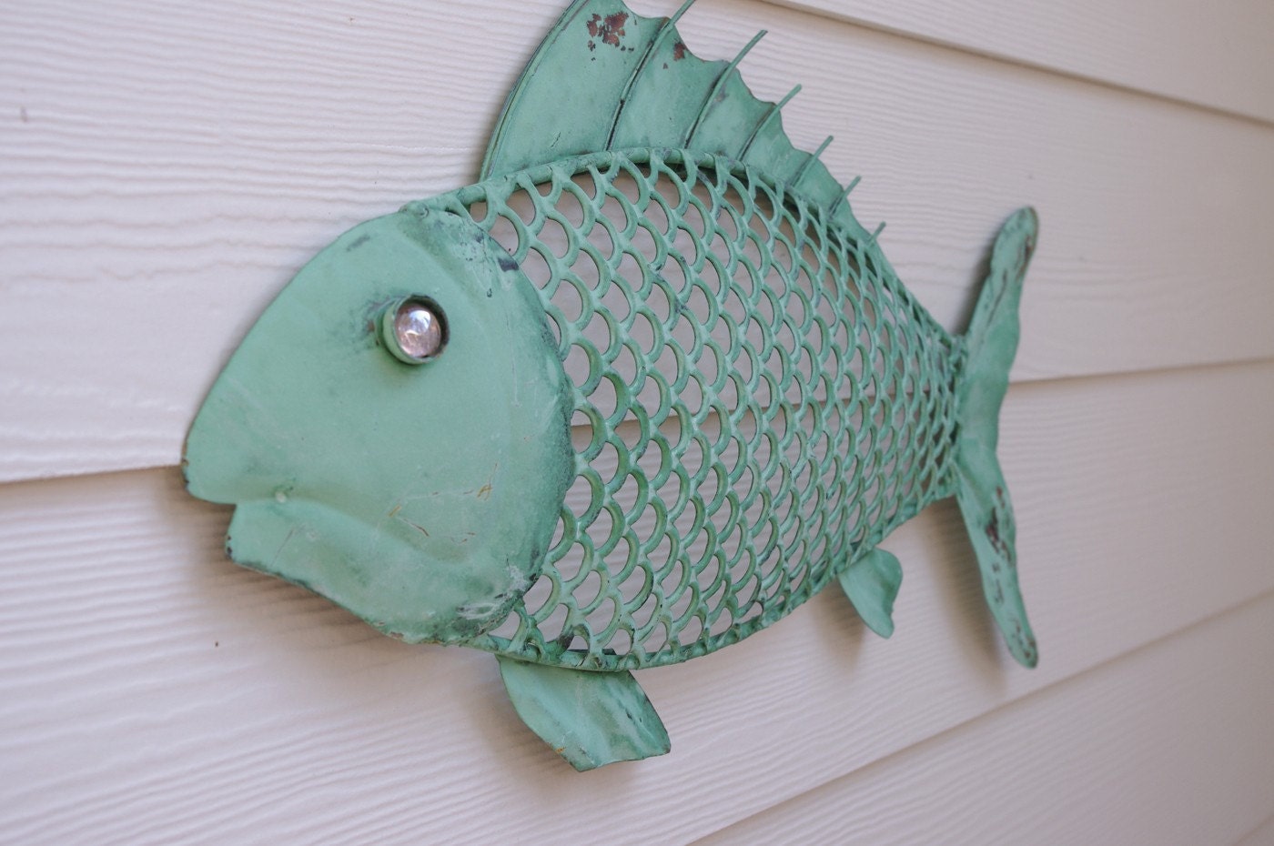 Nautical Wall Decor Metal Fish - Sea Foam Green