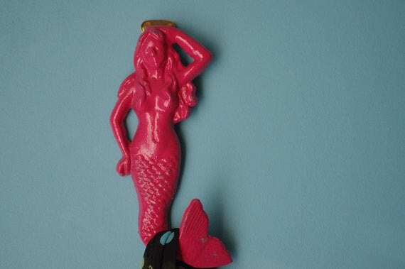 Beach Decor Mermaid Wall Hook - Cast Iron  - PICK YOUR COLOR