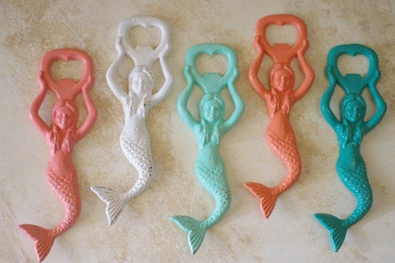 Beach Decor Mermaid Bottle Opener - Cast Iron - PICK YOUR COLOR