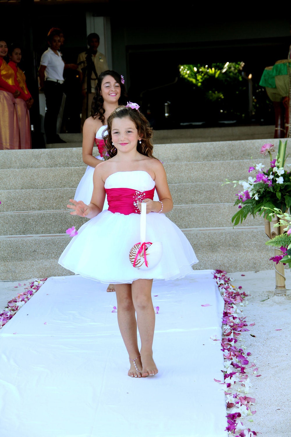 Beach Wedding Nautilus Shell Flower Girl Basket