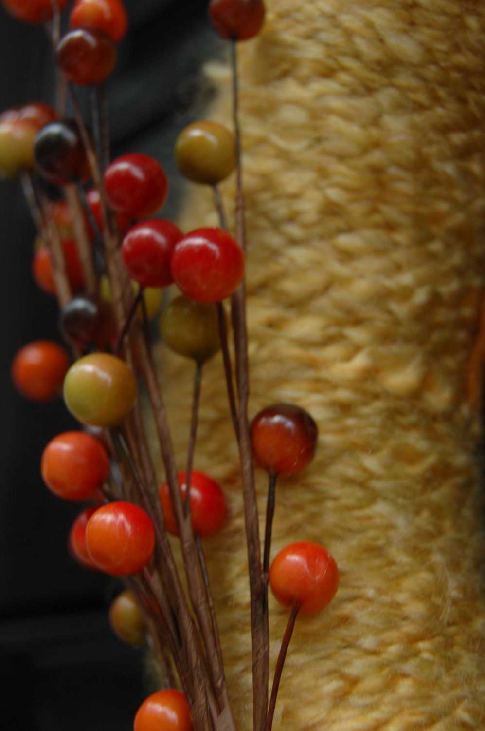 Yarn wreath-  Goldenrod with felt flowers and berries