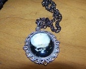 Skull Head Victorian Gothic Jewelry Glass Cabochon Necklace/ Victorian Mourning/ Made to Order