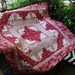 Red and white log cabin quilt