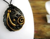 Black Gold Swirl Texture Pendant