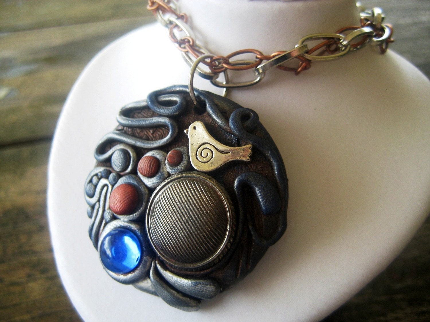 Industrial Mix Metal Necklace - Bluebird