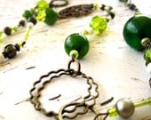 Green, Brass and Bronze Necklace
