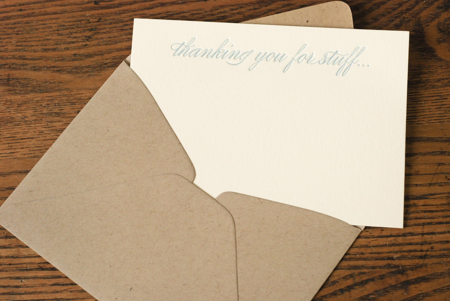 Thanking You For Stuff... (an almost proper conversation card in 6 letterpress printed notecards & envelopes)