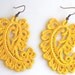 Vintage Yellow Lace Paisley One of A Kind Statement Lace Dangle Earrings -  Bridesmaids, Wedding, Summer , Beach