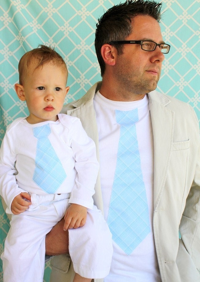 NEW Father Son  Set of 2 Tie Shirts for Daddy and Son. Daddy Tie Tee and Baby Boy Tie Onesie.  Father's Day Matching Photo Prop
